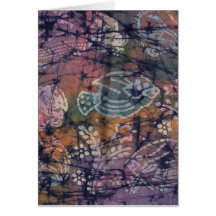 Fish & Floral Tie-Dye Batik Greeting Cards