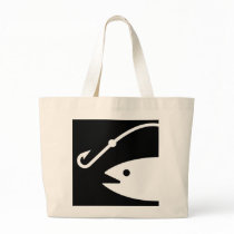 Fish Head and Hook - Black and White Bag