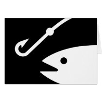 Fish Head and Hook - Black and White Cards