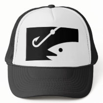 Fish Head and Hook - Black and White Mesh Hat