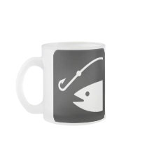 Fish Head and Hook - Black and White Coffee Mug