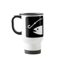 Fish Head and Hook - Black and White Coffee Mug