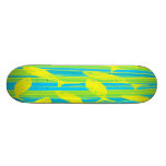 Fish in Blue, Green and Yellow Striped Tank Skate Deck