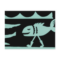 Fish in Boots Print Postcard