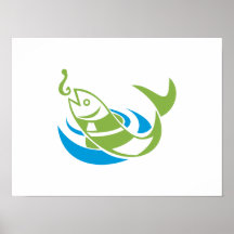 Fish Jumping For Bait Hook Poster