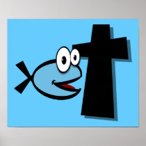 Fish 'n' Cross (Christian Fish Symbol with Cross) Poster