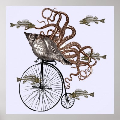 Fish Needs A Bicycle Print by a_most_peculiar