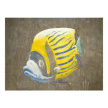 Fish painting on a wall announcement
