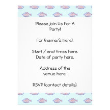 Fish Pattern on Blue. Red Line Rainbowfish. Invitations