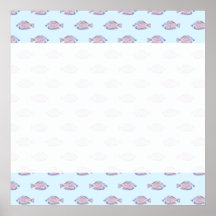 Fish Pattern on Blue. Red Line Rainbowfish. Poster