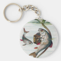 Fish Playing Accordion and Water Lily Keychains