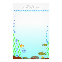 Fish Under The Sea Aquatic Personal Stationery