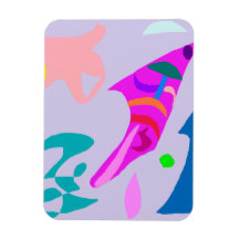 Fish Waves Shell Grey Sky Jump Composition Rectangular Magnet