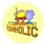 Fishaholic Fishing T-shirts and Gifts Round Stickers