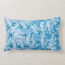 Fishbones Blue Lumbar Pillow