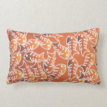 Fishbones Orange Lumbar Pillow