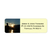 Fisherman at Sunset Fishing Business Label
