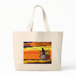fisherman fishing boat at sea with sunset bag