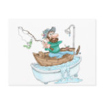 Fisherman in a tub postcards