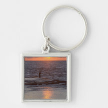 Fisherman in Byblos at sunset, Lebanon Key Chain