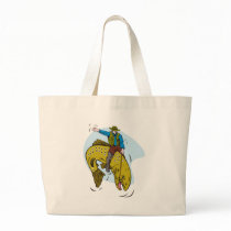 fisherman riding trout canvas bag