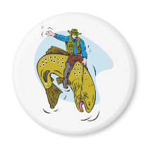 fisherman riding trout magnet