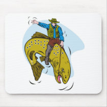 fisherman riding trout mousepads