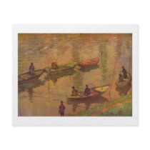 Fishermen fishing river Seine at Poissy by Monet