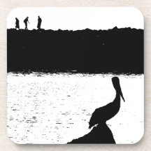 Fishermen & Jetty Pelican Cork Coaster