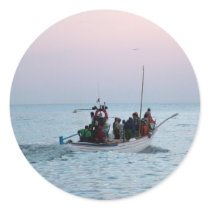 Fishermen off to work stickers