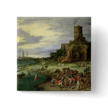 Fishermen on the Shore Pinback Button