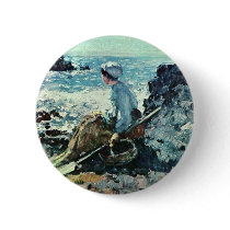 Fisherwoman From Granville By Grigorescu Nicolae Button