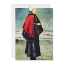 Fisherwoman on the shore by Vincent van Gogh Custom Invite