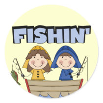 Fishin' Boat T-shirts and Gifts Round Sticker