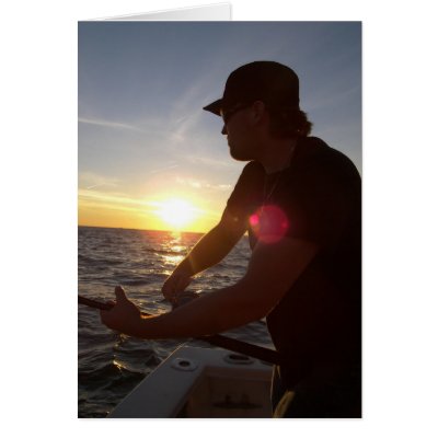 Fishing at sunset card by flightbenefits