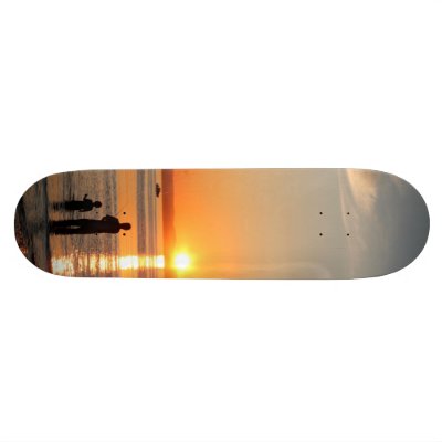 Fishing At Sunset Skate Board Decks by starlitewonder