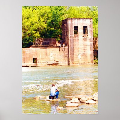Fishing at the Old Mill Posters by bhbphotos