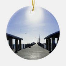 Fishing at the Pier Christmas Tree Ornaments