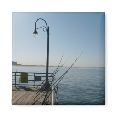 Fishing at The Santa Monica Pier Fridge Magnet by TravelPhotos