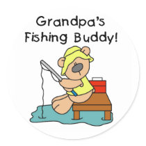 Fishing-Bear Grandpa's Fishing Buddy Tshirts Round Sticker