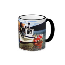 FISHING BOAT IN BONNE NUIT HARBOUR COFFEE MUGS