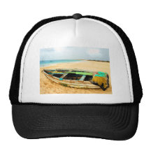 Fishing Boat on the Beach Mesh Hat