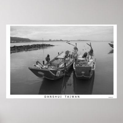 Fishing boats at twilight on the Danshui River Posters by photoslot