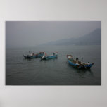 Fishing boats at twilight on the Danshui River Posters