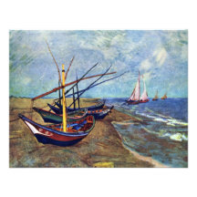 Fishing Boats On The Beach At Saintes-Maries, Fish Custom Invitations