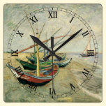 Fishing Boats on the Beach by Vincent van Gogh wall clocks