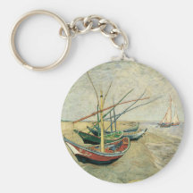 Fishing Boats on the Beach by Vincent van Gogh Key Chains