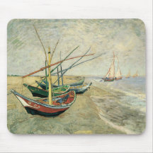 Fishing Boats on the Beach by Vincent van Gogh Mousepad