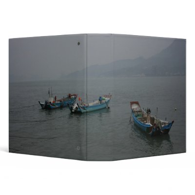 Fishing boats on the Danshui River, Taipei 3 Ring Binders by photoslot