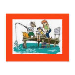fishing cartoon art postcard
